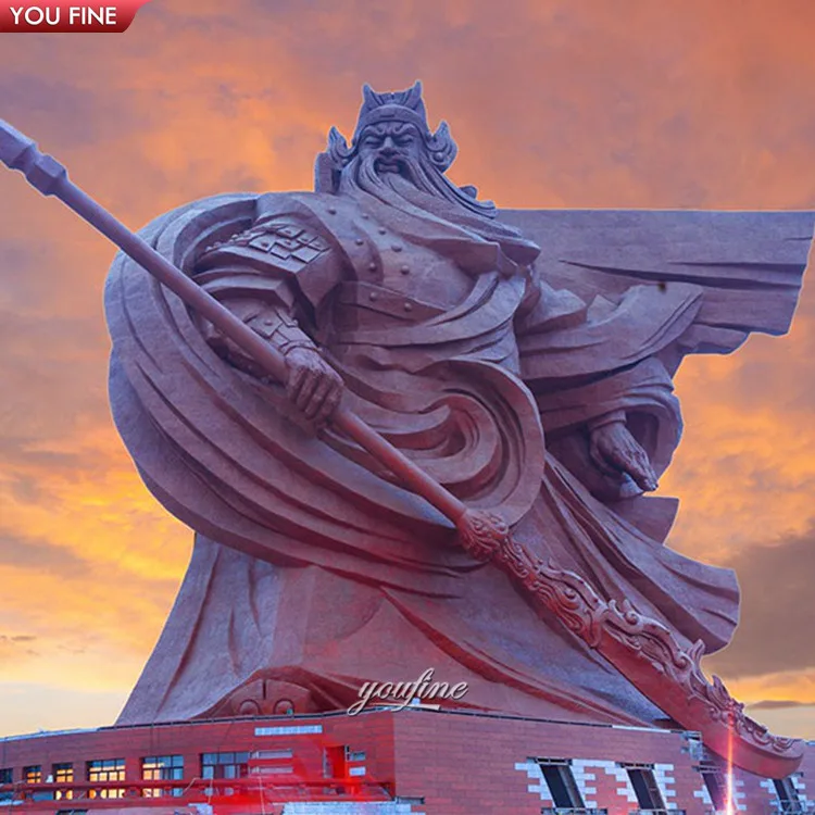 YOUFINE 大型青铜关羽雕像真人大小的中国武士神像雕塑，适合公共广场和