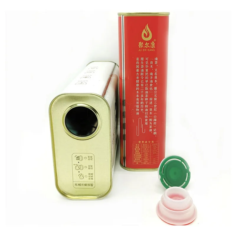 Food Grade 1L and 2L Square Olive Oil Tin Can with Plastic Lid and Custom Logo in Customized Color