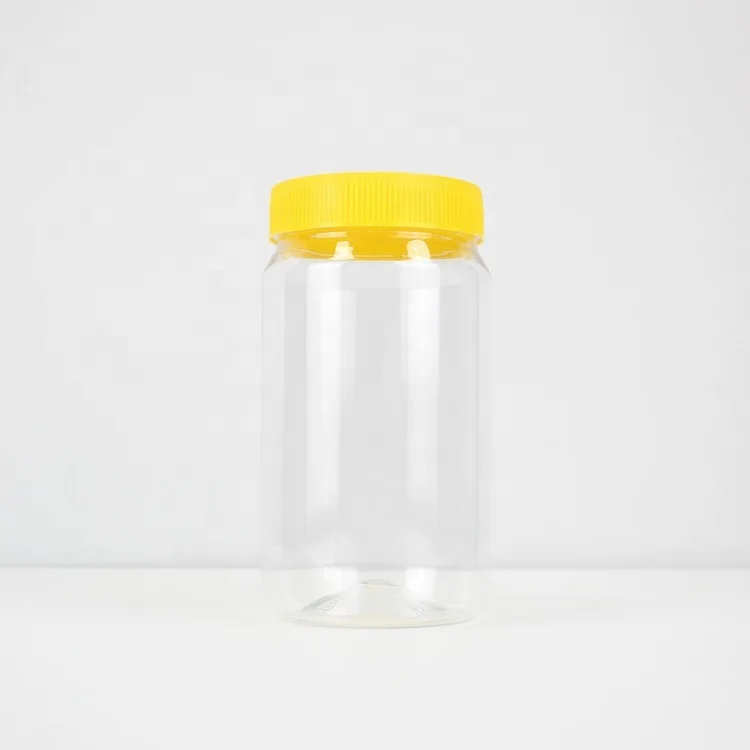 Jar Jar Eco-friendly Customizable Home 1000ml Round Transparent Gold Lid Plastic Cookie Jars