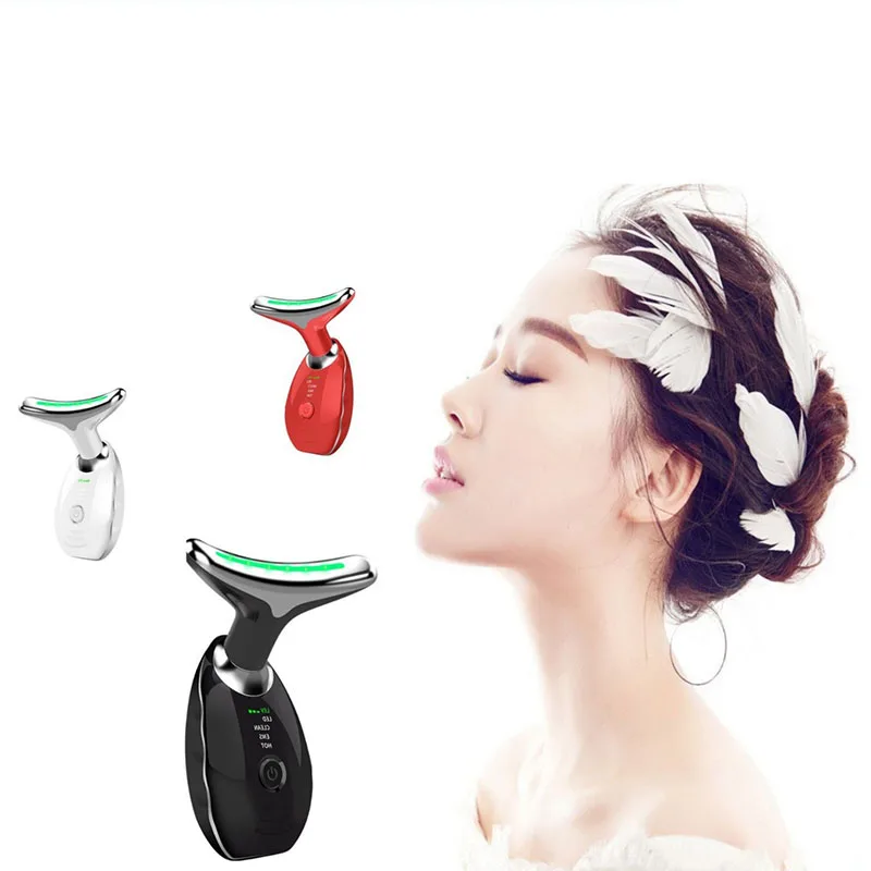 Mini Handheld LED Light Therapy Massager for Facial Neck Anti-Aging Wrinkle Skin Lifting U Shape Uplifting Device with USB Plug