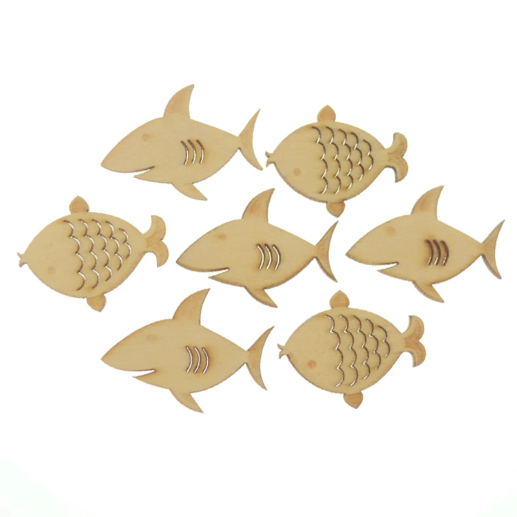Ocean Nursery Party Decorations 2"-20" Customize Wood Decorative Art Laser Cut Craft Unfinished Wooden Fish