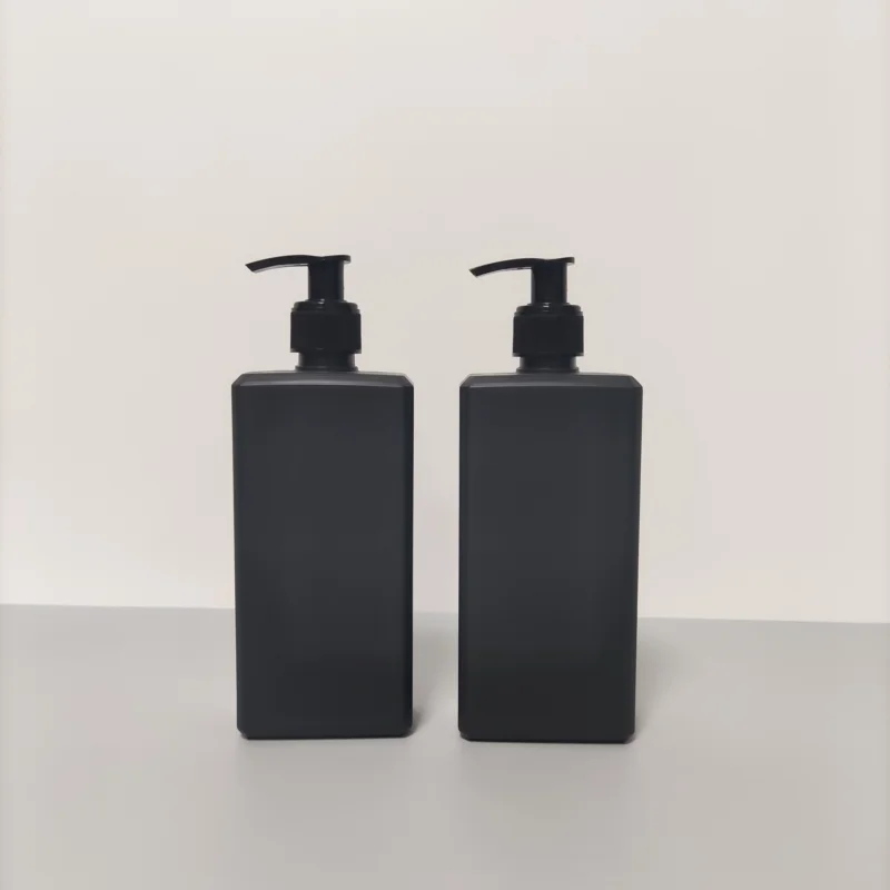 Wholesale Rectangular Hdpe 10oz Empty Cosmetic Black Plastic Lotion Pump Bottle 300 ml for Shampoo