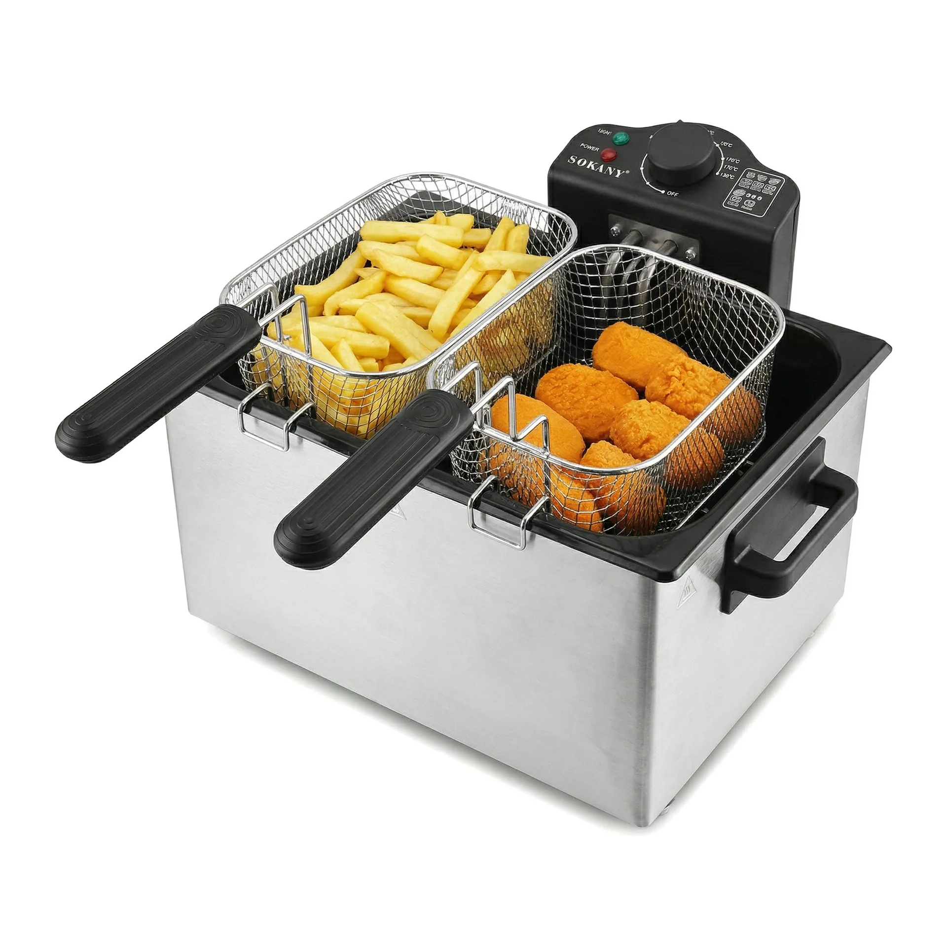 Cross Border 5.0L Electric Deep Fryer 2000W Double Basket Home