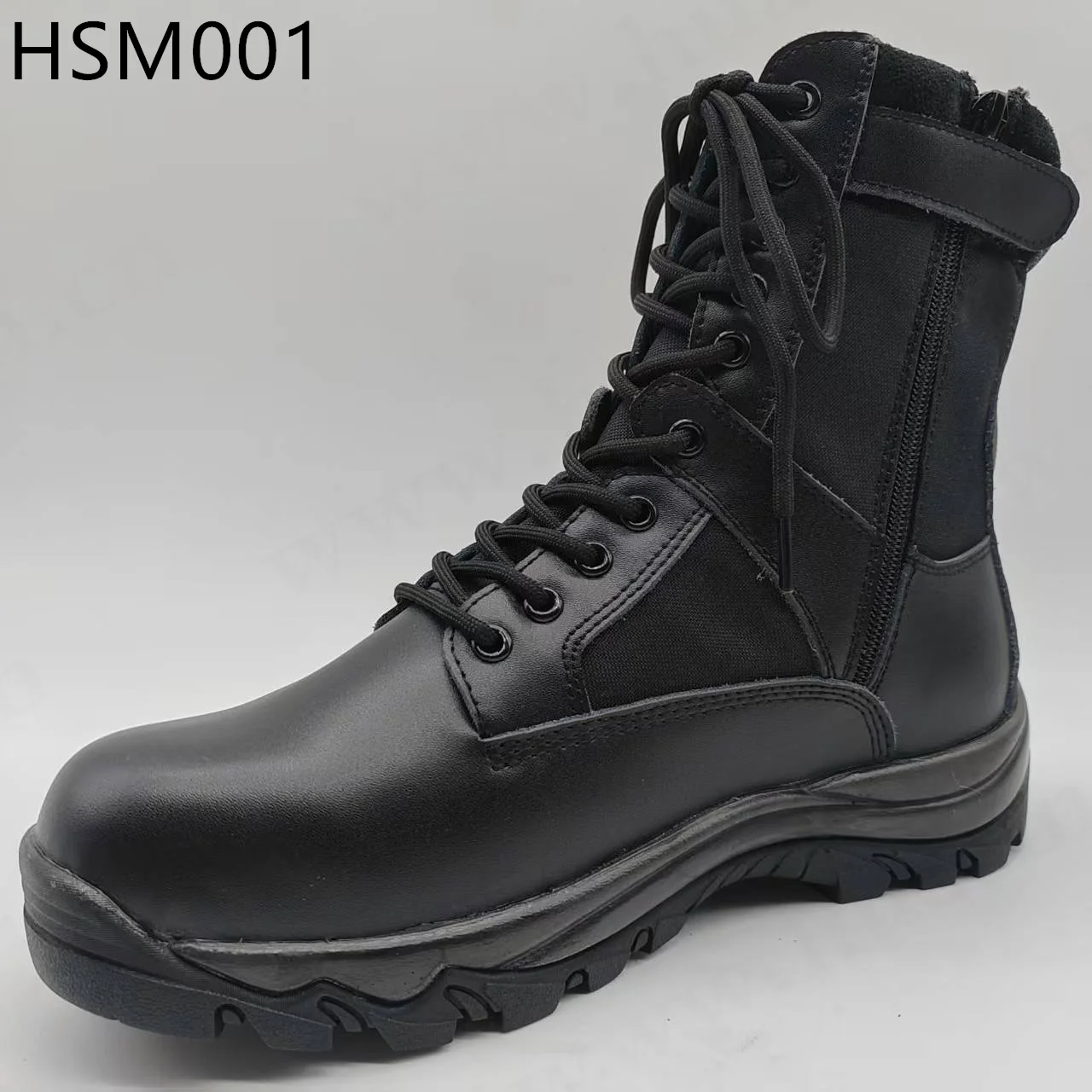 YWX,Plateau Hiking Enhances Cushioning Outsole Combat Boots with Zip Outdoor Practice Natural Cow Leather Fighting Boots HSM001