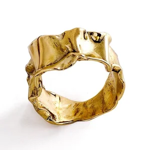Customized Gold Jewelry Women's,18 K Gold Plated Unique Irregular Ring,hammer Antique Ring for Unisex