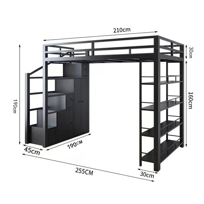 Customized Modern Metal Loft Bunk Bed With Storage Modern Simple