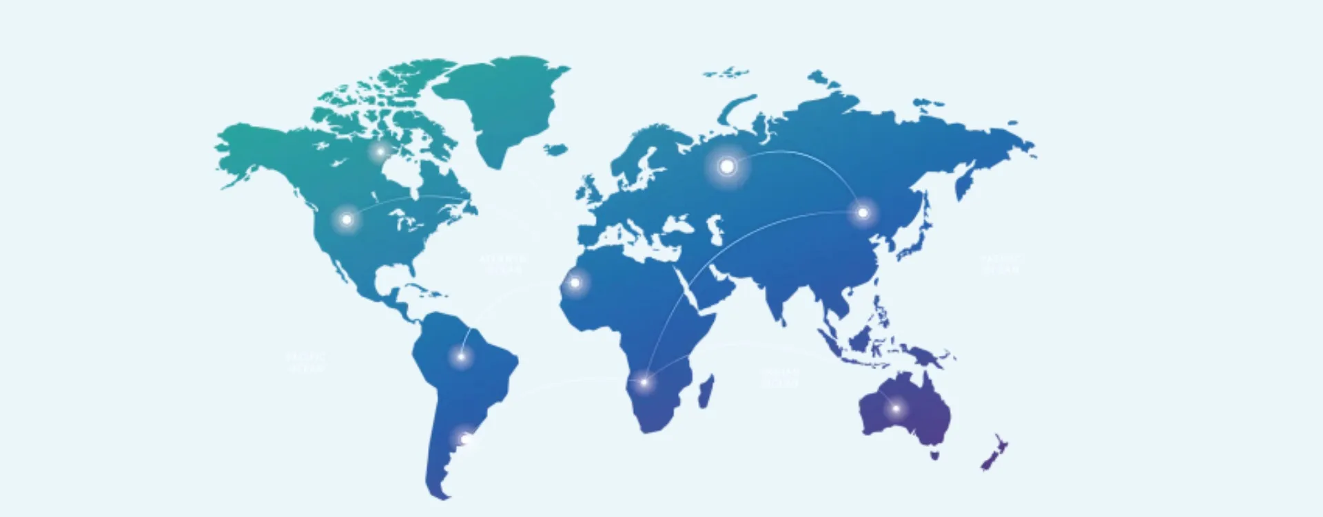 World map showing global service coverage