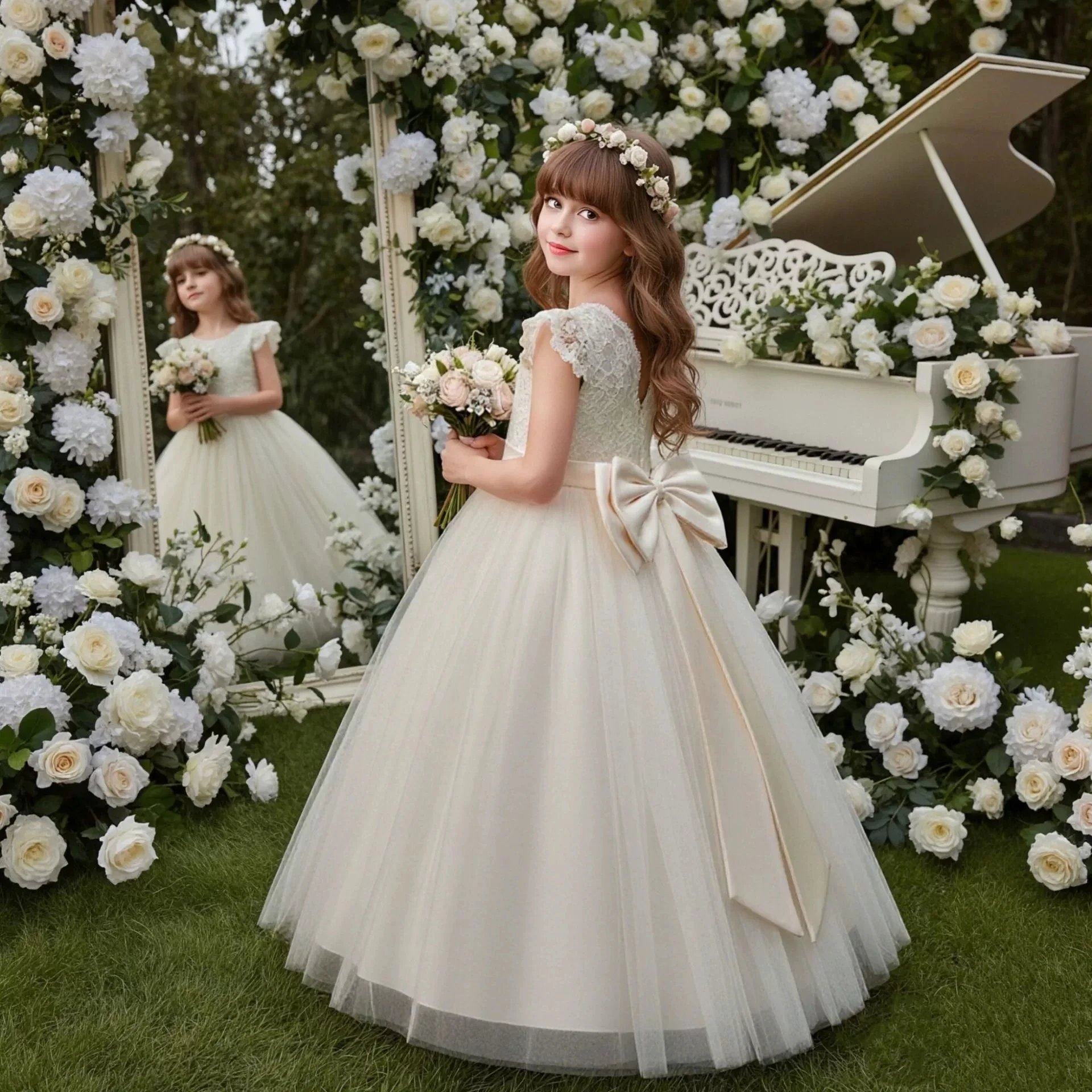 Korean Style Lace Princess Dance Big Girl Evening Dress Fashion Backless  Kid Prom Birthday Dresses Flower Girl Wedding Gown| Alibaba.com