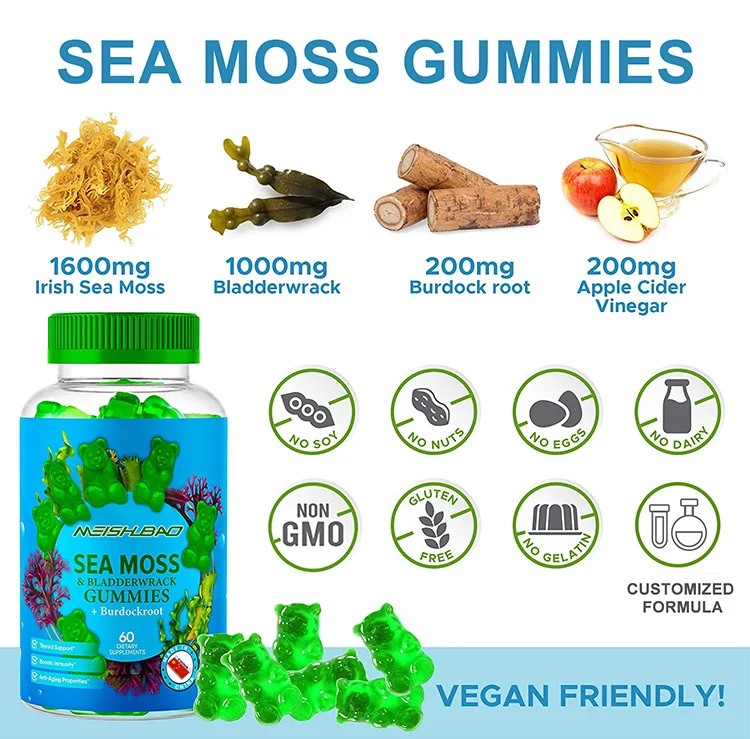 Irish Sea Moss & Elderberry Gummies Vitamin C + Zinc Gummy Extra ...