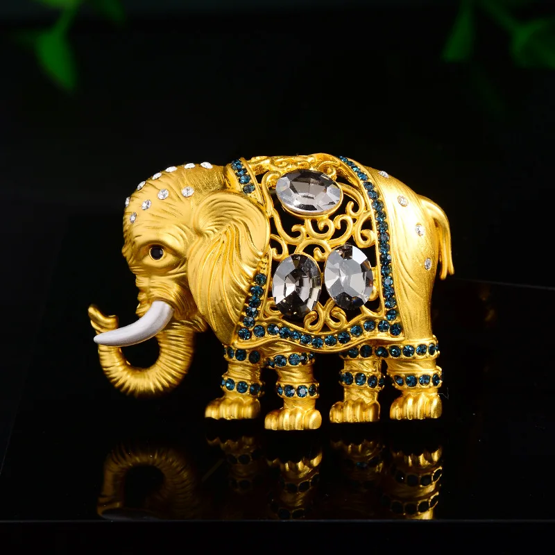 Broche éléphant Cloisonné Et Métal Doré - Style Thaïlande Années 80/90 - Occasion En Bel état