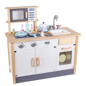 Wooden Play Kitchen Classic Set with Accessories Wooden Kitchen Set Toy Wooden Kitchen Toy for Toddler Simulation Kitchenware