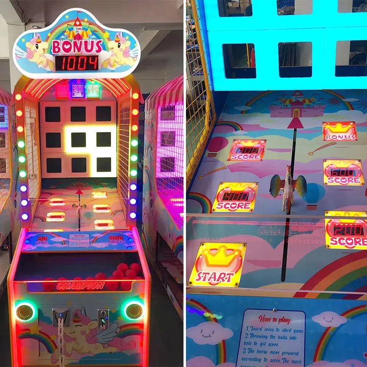 Threeplus Throwing Ball Pixel Game Machine with Horse Racing