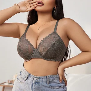 Attractive Style Sexy Lace Floral Back Closure Underwire Pushup Bra Women