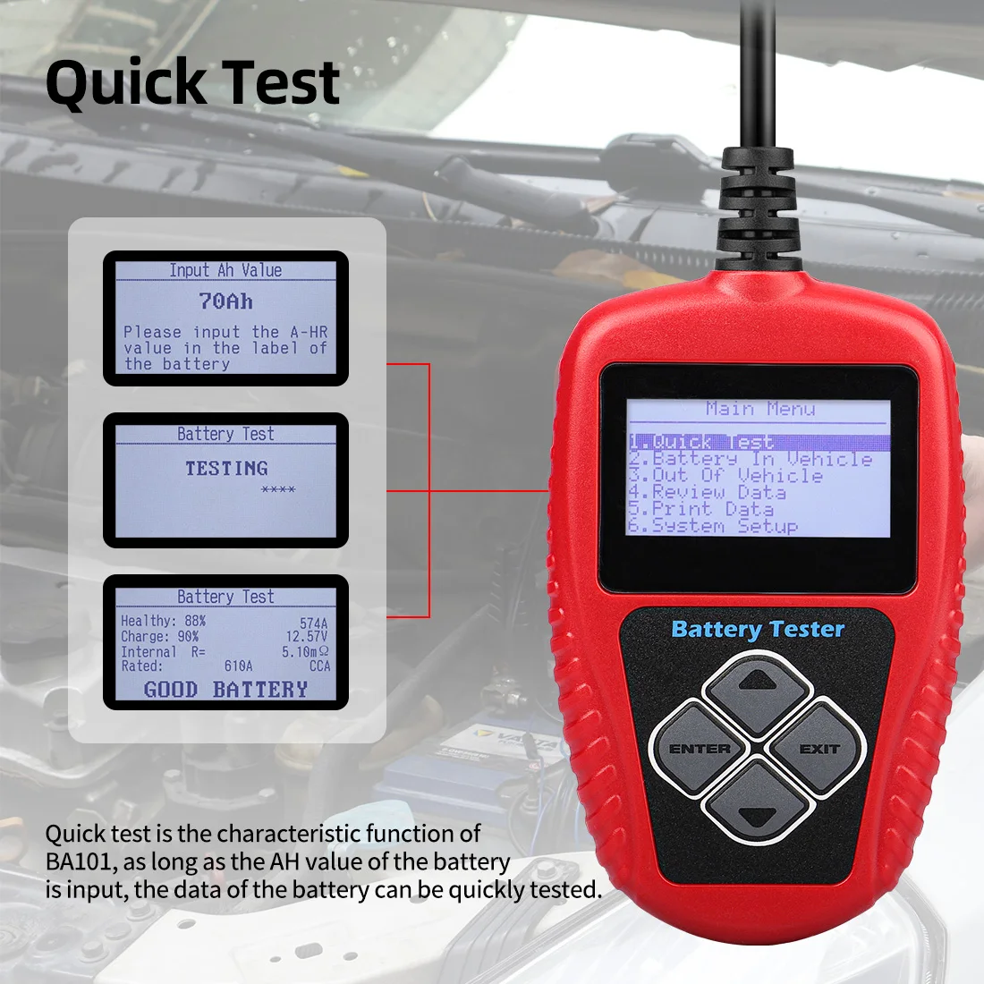 Voltage Battery Tester Checker 12V Car Tester Ba101 Heavy Duty Battery Load Tester 12 Volts