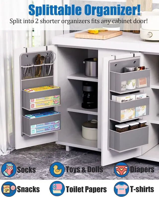 6 Regal Wandmontage Hinten Von Tür Hängende Organisatoren Für Spielzeug Windel Schlafzimmer Wohnmobil Badezimmer Schrank Grau Über Tür Organisator