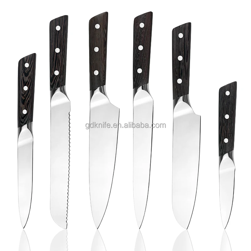 Professional Super sharp Kitchen Knife set Stainless Steel wooden handle chef cooking knives with block
