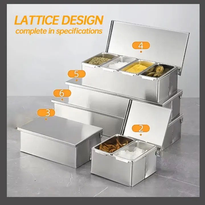 YITIAN Multi Compartments Steel Spice Box Kitchen Condiment Storage  Containers Japanese Seasoning Box