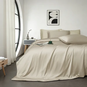 Premium Cooling Bamboo Fiber Sheet Set 4 Pcs Queen Size Soft Bed Sheets for Modern Home