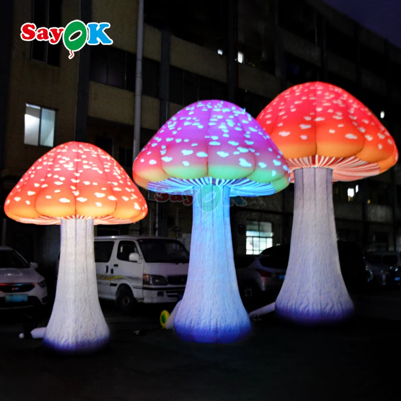 Sayok Large Inflatable Mushroom LED Lighting for Stage Party Club Outdoor Decor