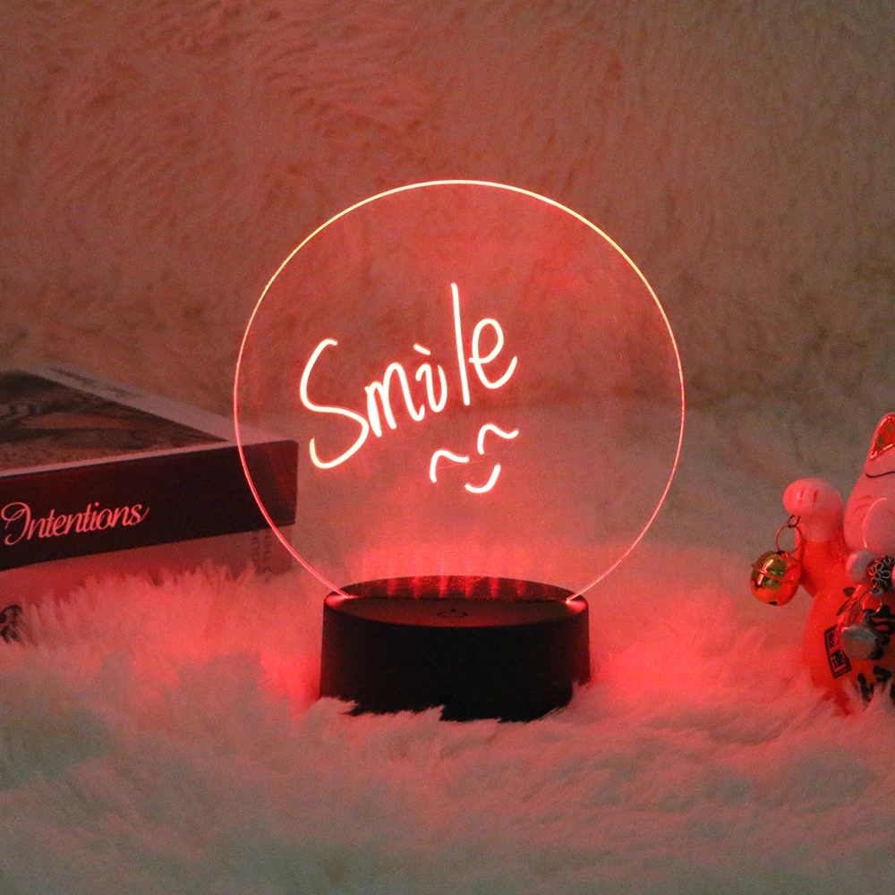 Erasable Writing Board Creative Diy Rgb Led Memo Message Luminous Note Acrylic Writing Board