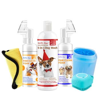 OEM ODM Factory Customized PET cleaning set dog wash paw cleaning foam dog grooming brush whole set