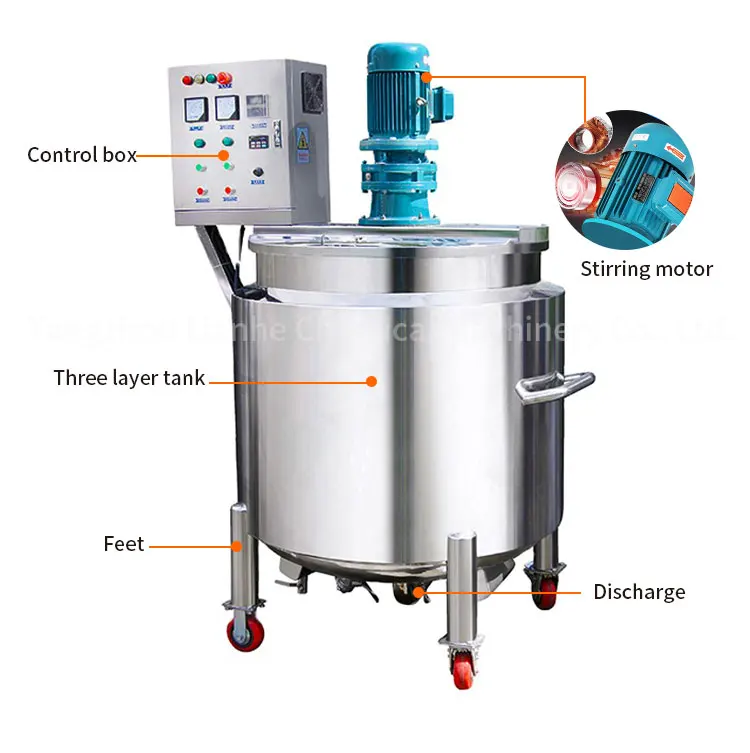 100l500l Stainless Steel Liquid Mixing Tank With Agitator Electric Heating Mixing Vessel