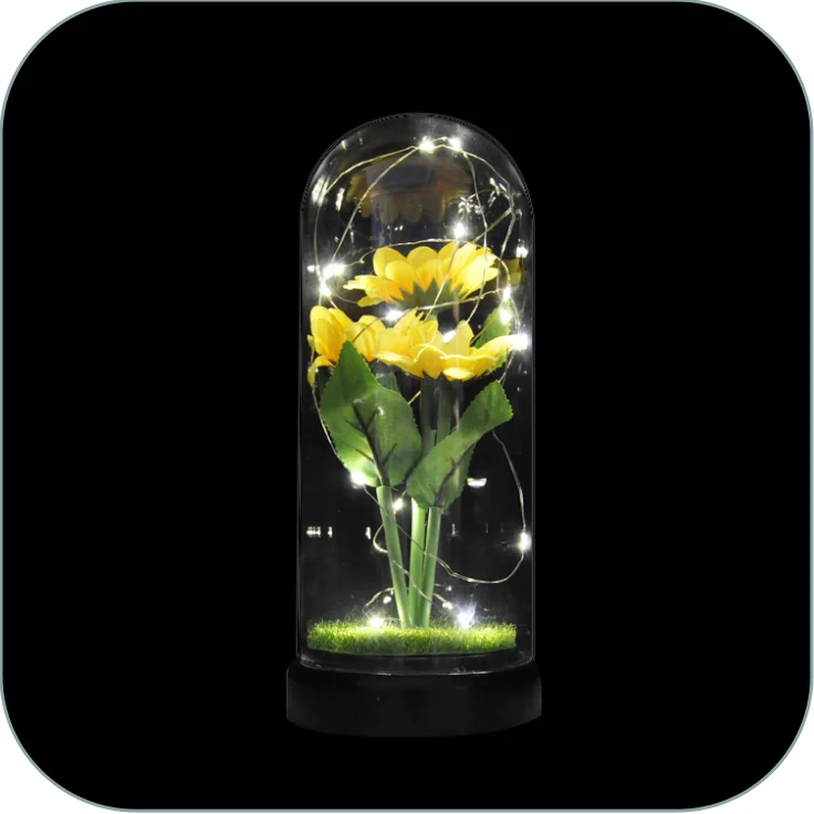 artificial rose galaxie flower in glass dome single galaxy rose with led lights perfect valentines day gifts centerpiece flower supplier