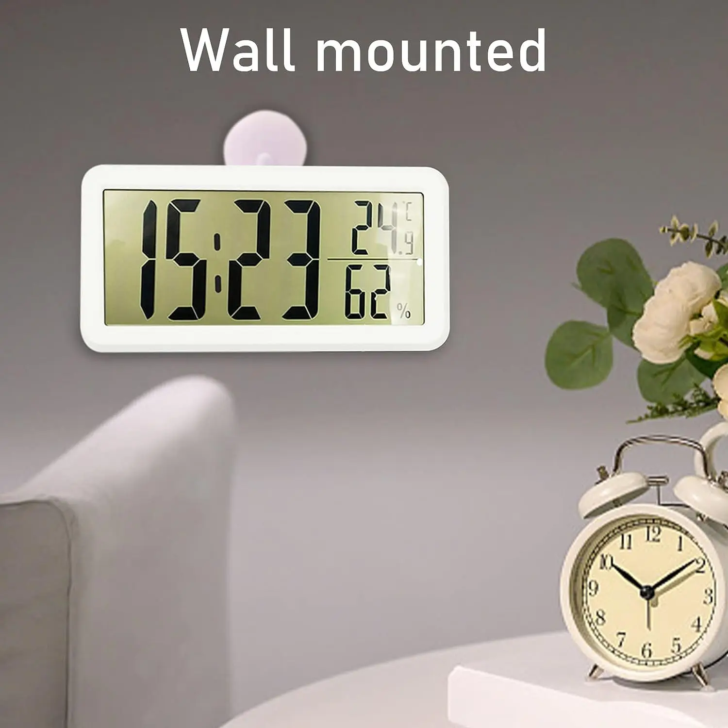 BSCI Factory Hot Sell Slim LCD Digital Multi-functional Table Desk Alarm Clock with Temperature Humidity