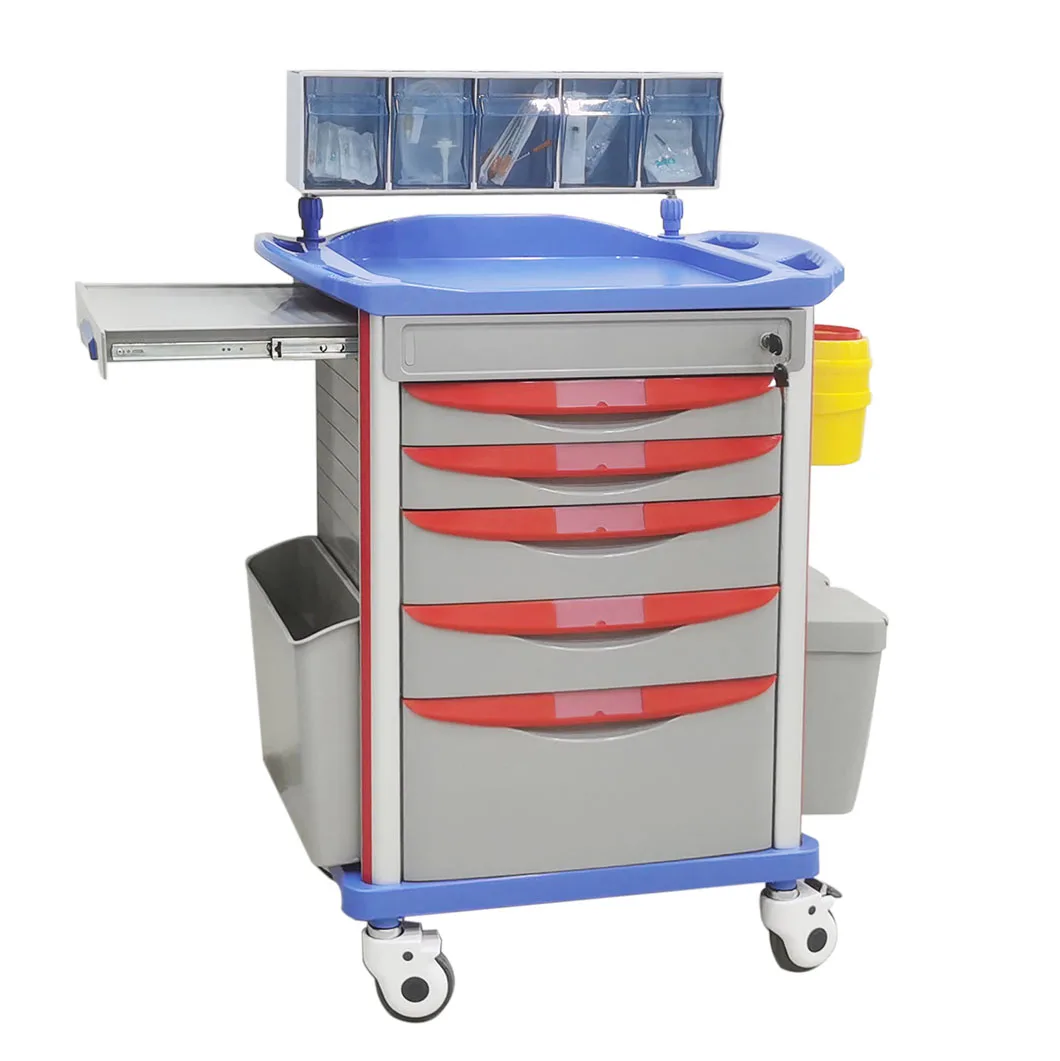 Hospital Use Various Type ABS Medical Emergency Cart Trolleys with Drawers factory