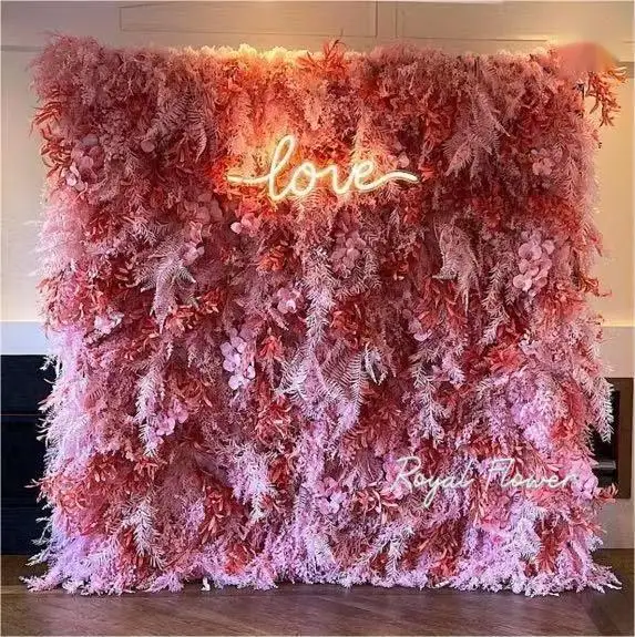 White Feather Wall Backdrop Wedding Wall Artificial Flowers Panel Roll
