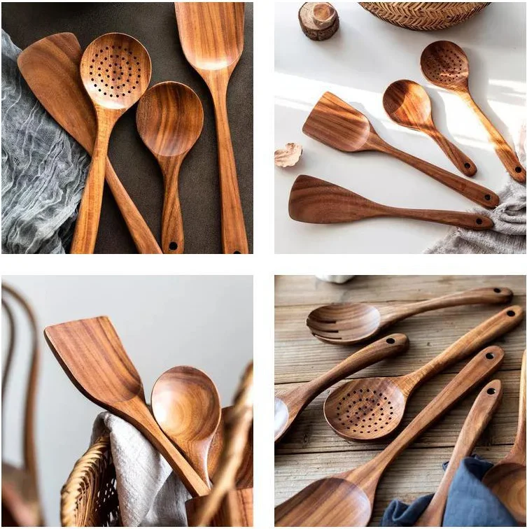 Custom Kitchen Wooden Utensils Wood Cookware Tools Spoon Spatula Acacia