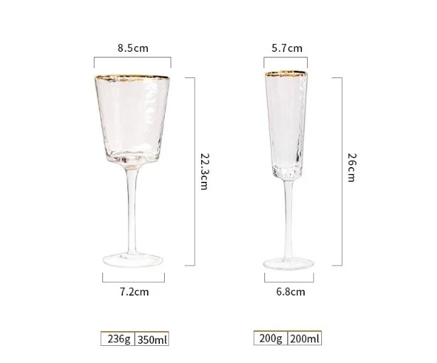 CHINABRETT - Creative Crystal Champagne Glass Goblet Red Wine Glass With Gold Rim Gold rim glass cup 20