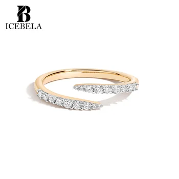 Wholesale Custom Minimalist Korean 925 Sterling Silver Lab Grown Zircon Wrap Ring Fine Jewelry Adjustable Rings for Girls