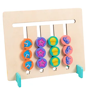 Premium Wooden Memory Chess Game for Kids with 4 Colorful Ocean Animals and Fruits Educational Brain Training Logic Toy