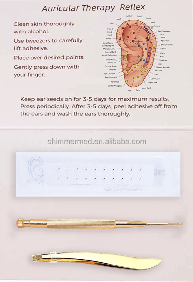 24k Gold Ear Auricular Therapy Seeds Acupuncture Acupoint Ear Seeds Kit
