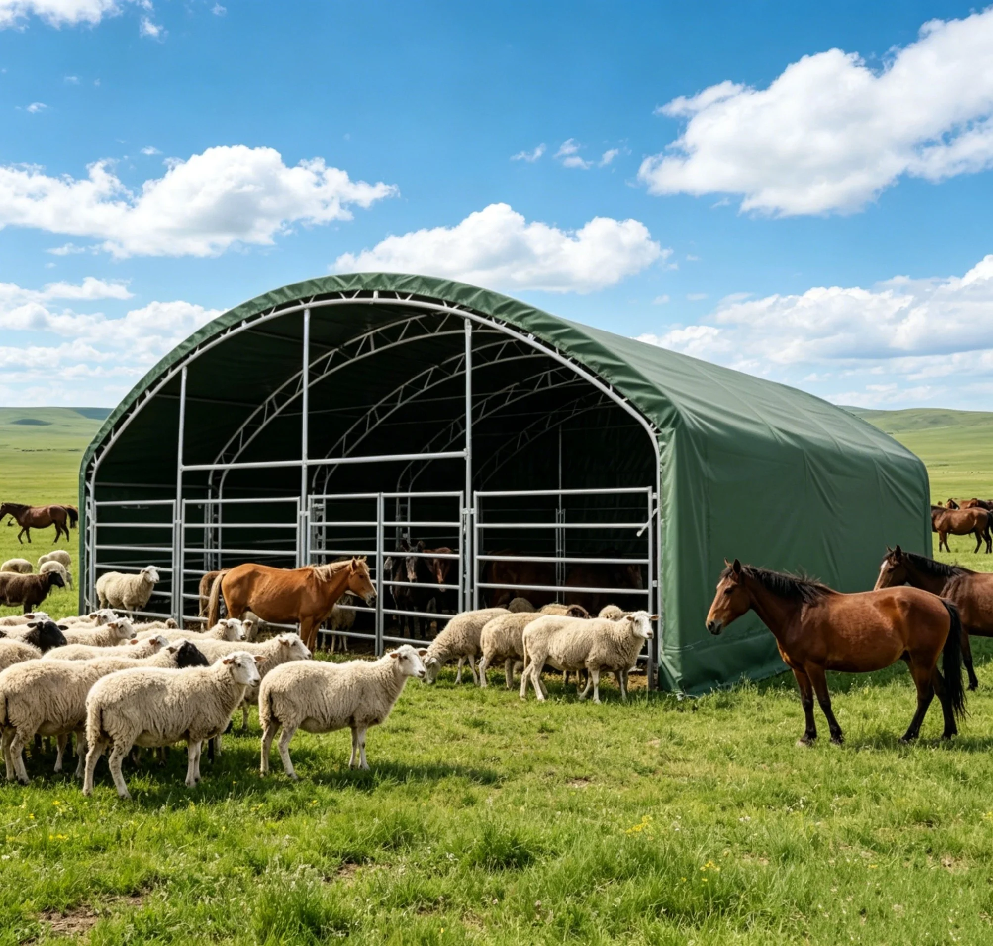 Livestock Shelter,  Calf Hutch,  Equine Shelter,  Riding Arena Roofing , Pasture Tents