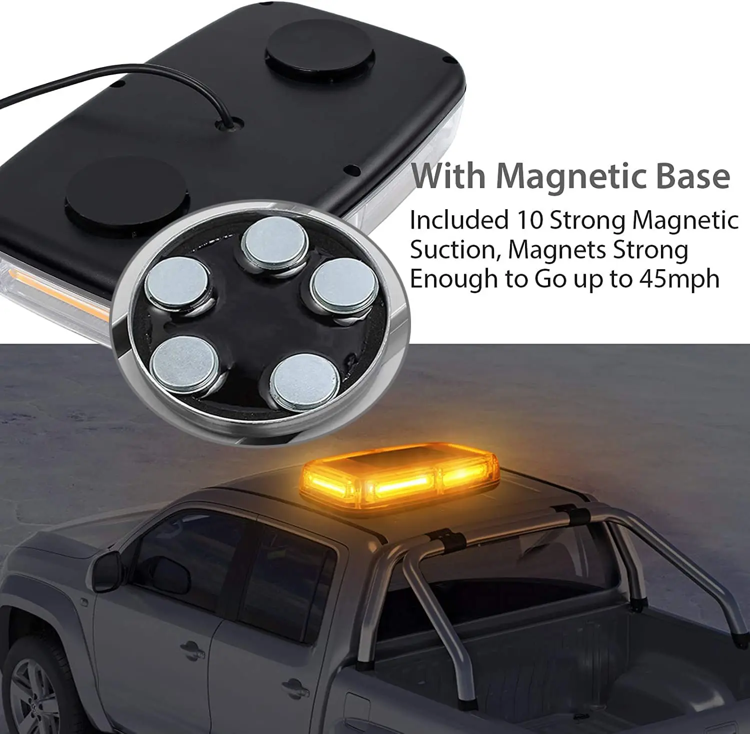 Cob Amber Warning Beacon Light With 12v Rotation Emergency