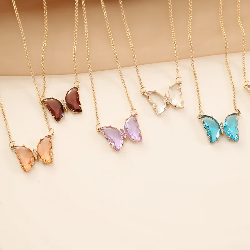 glass butterfly necklace