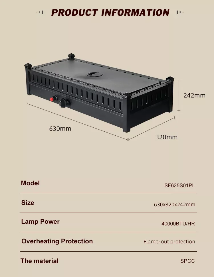Outdoor Tabletop propane gas stove extended rectangle Table Fire Pit
