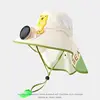 Sombrero abanico chal letra b-beige-carga usb solar