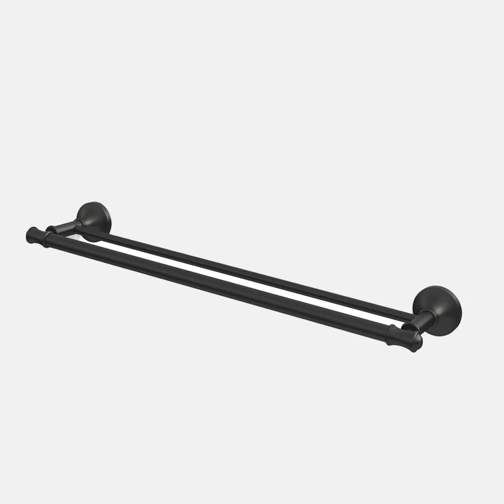 Adjustable Double Bath Towel Bar Bathroom SUS304 Towel Holder Black Wall Mount with Screws Hand Towel Bar