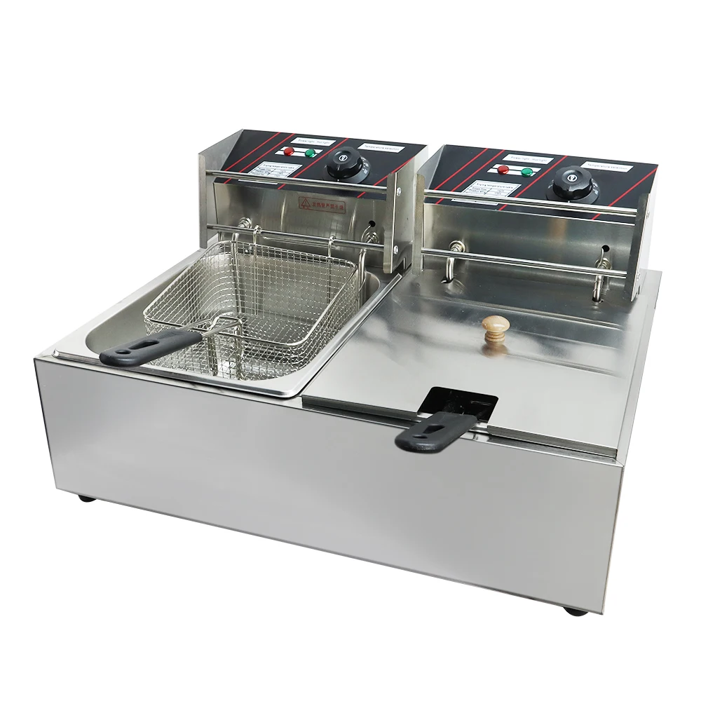 Double Tanks Stainless Steel Chicken Chips Fryer Deep Commercial Deep Fryer Machine Fryer details