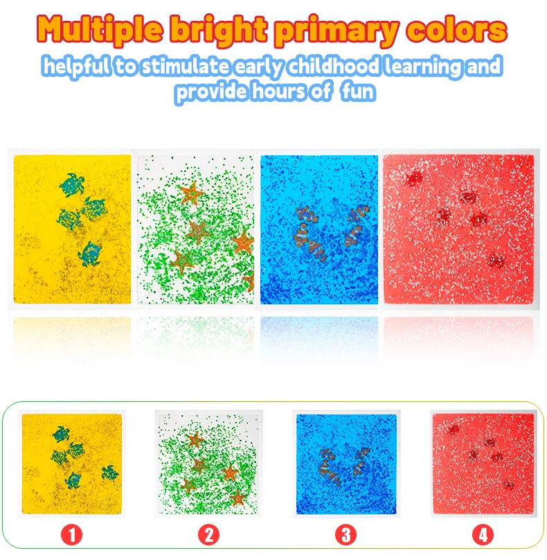 Square aquarium liquid sensory floor tiles suitable for treating children with autism, puzzle toys for children, squeezing toys details