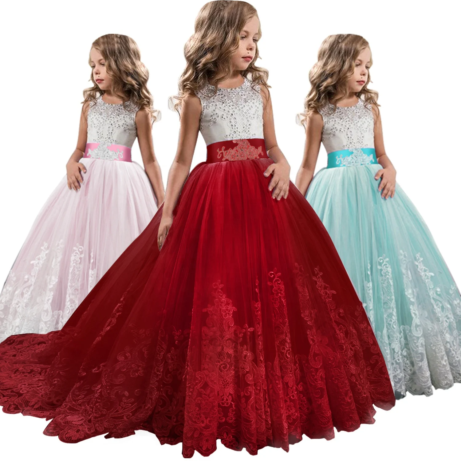 5-15 Years Girls Princess Pageant Dresses Kids Wedding Party Evening Formal Prom Ball Gown Costume Dress up 