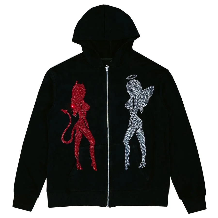 Custom Fleece Rhinestone Men's Hoodies & Sweatshirts Jackets Full Body