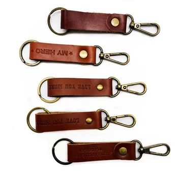 New Arrival Detachable Leather Keychain Men's and Women's Belt Key Ring Blank Colorful PU Keychain Genuine Leather Keychain