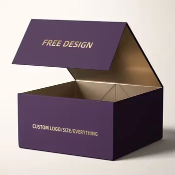 New Design Luxury Custom Logo Print Foldable Magnet Hard Rigid Cardboard Packaging Box for Clothing Shoes Gifts