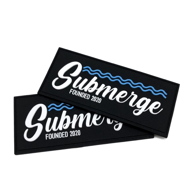 High Quality Custom Pvc Garment Soft Rubber Patch  Black Pvc Rubber Patch Embossed Logo