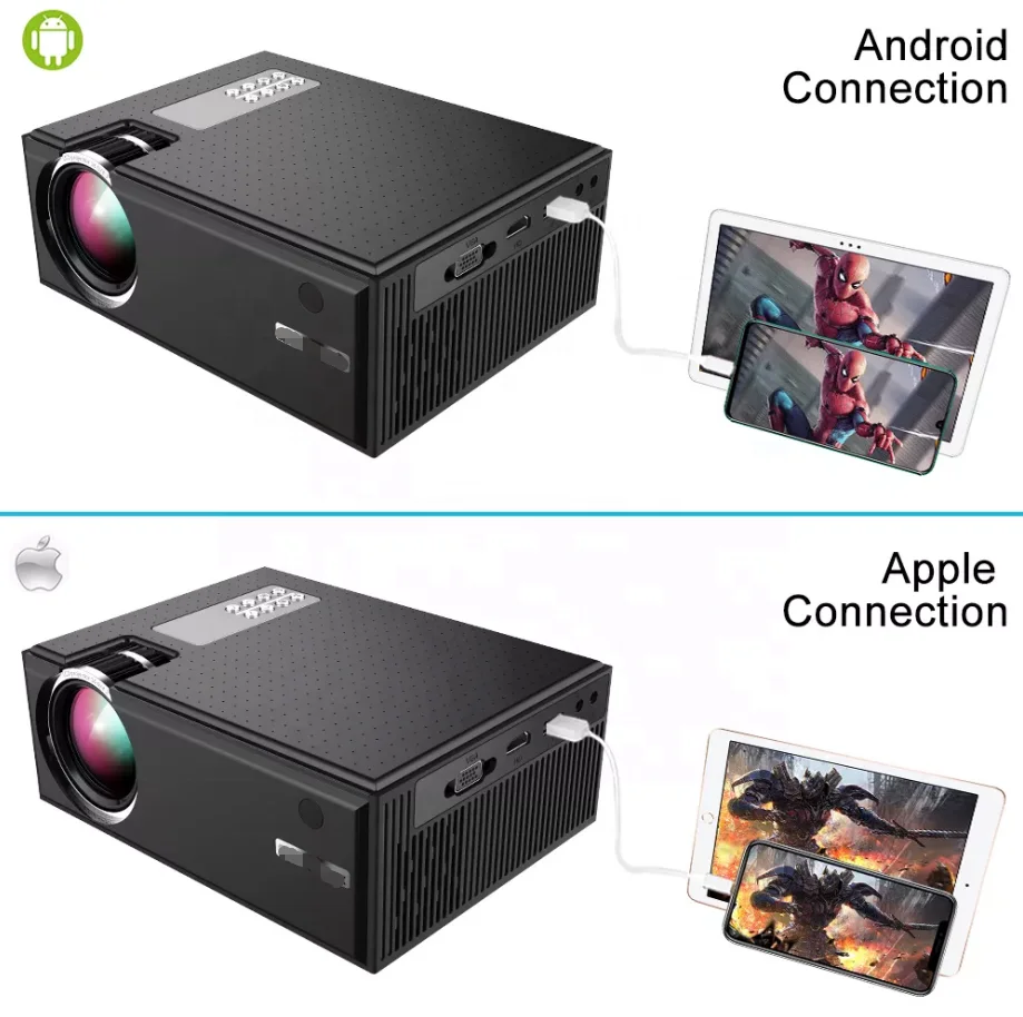 Factory C8 Wireless WiFi Same Screen 1280x720P Smart Portable LED Movie Home Theater Video Mini Projector