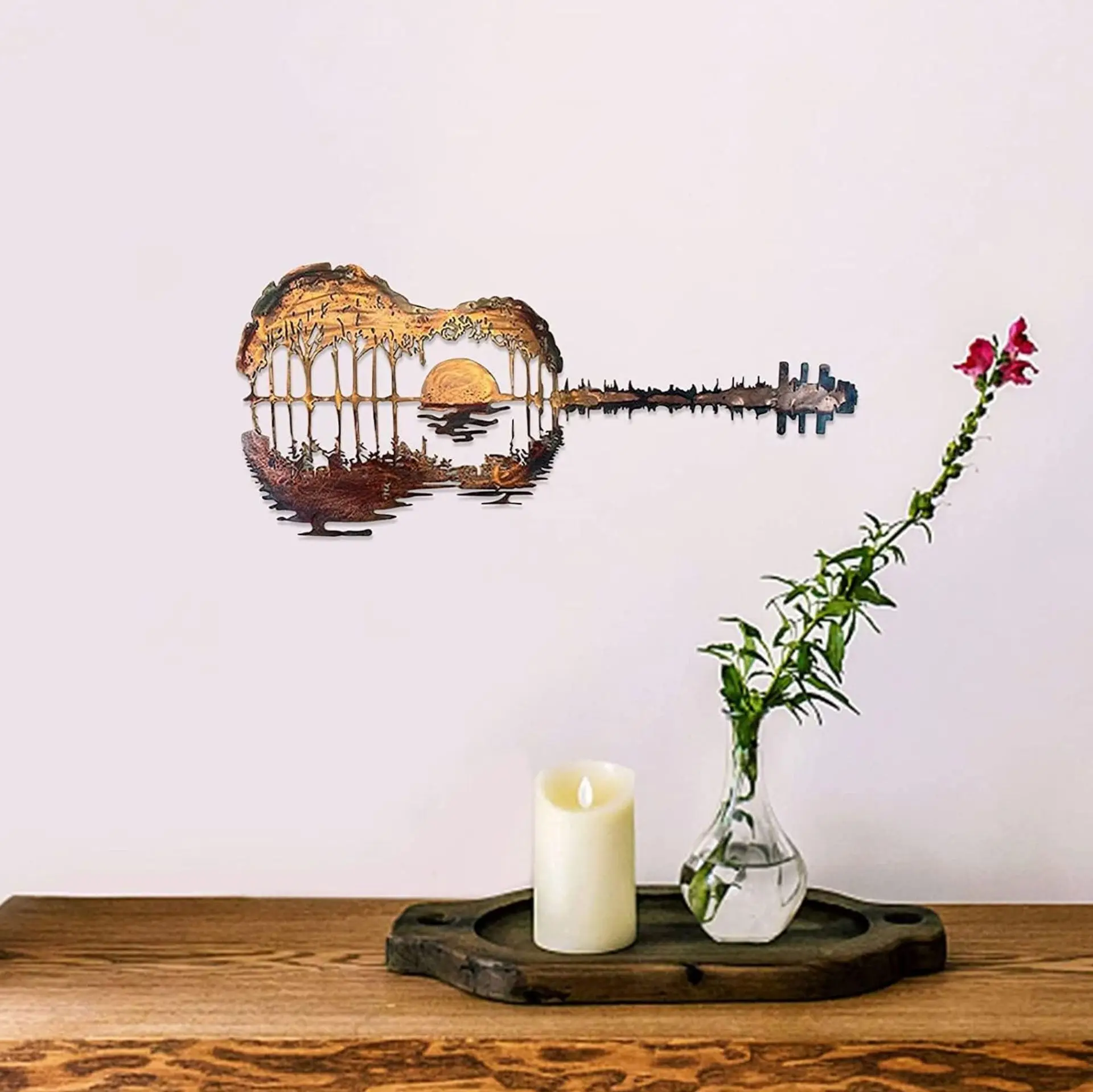Abstract Guitar Metal Art Decoration Crafts Wrought Iron Forest Guitar